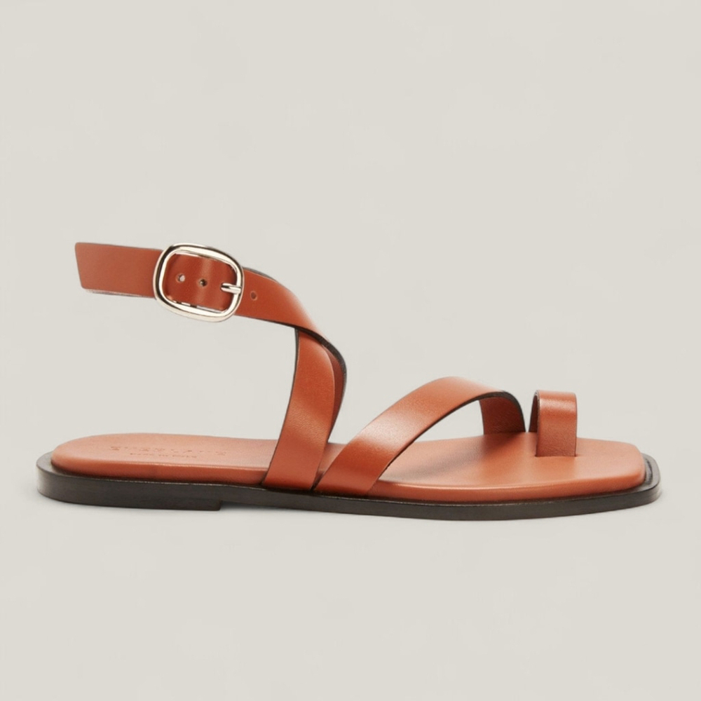Everlane Italian Leather Wrap Sandals Sz 7 Classic Minimalist Style Adobe Brown - Picture 12 of 12